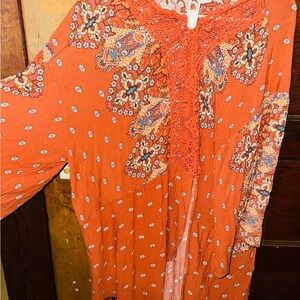 Orange Paisley Women's Cardigan 1XL